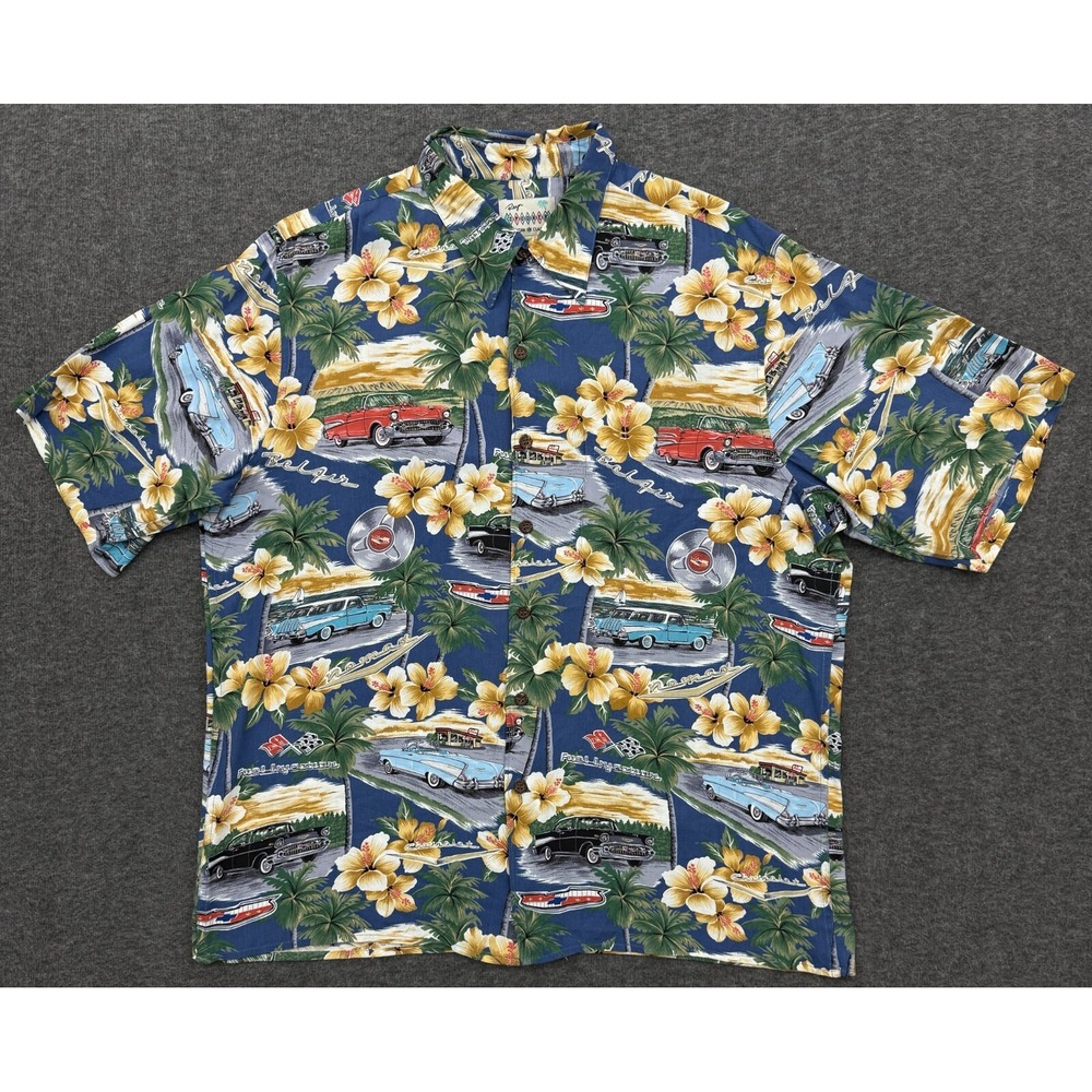 Reyn Spooner Shirt Mens Large American Classics Chevy Bel Air Floral Hawaiian L‎